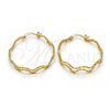 Oro Laminado Medium Hoop, Gold Filled Style Twist Design, Diamond Cutting Finish, Golden Finish, 02.168.0048.35