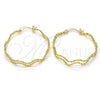 Oro Laminado Medium Hoop, Gold Filled Style Twist Design, Diamond Cutting Finish, Golden Finish, 02.168.0048.35