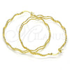 Oro Laminado Large Hoop, Gold Filled Style Twist Design, Diamond Cutting Finish, Golden Finish, 02.168.0048.55
