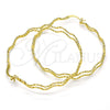 Oro Laminado Large Hoop, Gold Filled Style Twist Design, Diamond Cutting Finish, Golden Finish, 02.168.0048.55