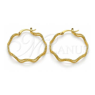 Oro Laminado Medium Hoop, Gold Filled Style Diamond Cutting Finish, Golden Finish, 02.168.0049.35