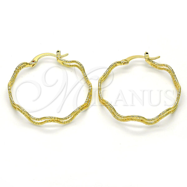 Gold Filled Hoop Earrings — Medium Hoop Diamond Cutting 02. — main product view — SKU 115902 | Oro Laminado aretes de aro — Medium Hoop Diamond Cutting 02. — SKU 115902