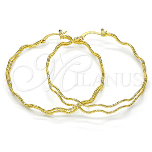 Gold Filled Hoop Earrings — Large Hoop Diamond Cutting 02. — main product view — SKU 115903 | Oro Laminado aretes de aro — Large Hoop Diamond Cutting 02. — SKU 115903