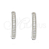 Sterling Silver Huggie Hoop, with White Micro Pave, Polished, Rhodium Finish, 02.175.0065.15