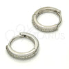 Sterling Silver Huggie Hoop, with White Micro Pave, Polished, Rhodium Finish, 02.175.0065.15