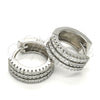 Sterling Silver Huggie Hoop, with White Micro Pave, Polished, Rhodium Finish, 02.175.0073.15