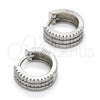 Sterling Silver Huggie Hoop, with White Micro Pave, Polished, Rhodium Finish, 02.175.0073.15