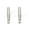 Sterling Silver Huggie Hoop, with White Micro Pave, Polished, Rhodium Finish, 02.175.0075.15