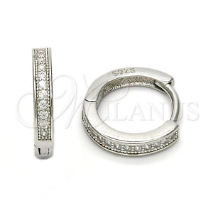 Sterling Silver Hoop Earrings — Huggie Hoop with White Micro Pave Polished 02. — main product view — SKU 115914 | Plata 925 aretes de aro — Huggie Hoop with blanco Micro Pave pulido 02. — SKU 115914