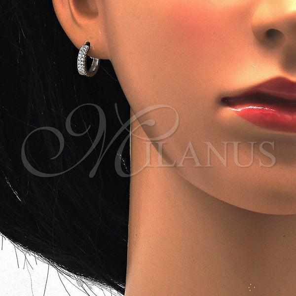 Sterling Silver Hoop Earrings — Huggie Hoop with White Cubic Zirconia Polished 02. — alternate product view — SKU 115918 | Plata 925 aretes de aro — Huggie Hoop with blanco Cubic Zirconia pulido 02. — SKU 115918