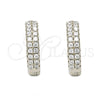 Sterling Silver Huggie Hoop, with White Cubic Zirconia, Polished, Rhodium Finish, 02.175.0079.15
