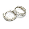 Sterling Silver Huggie Hoop, with White Cubic Zirconia, Polished, Rhodium Finish, 02.175.0079.15