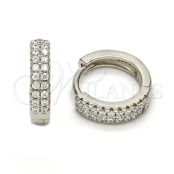 Sterling Silver Hoop Earrings — Huggie Hoop with White Cubic Zirconia Polished 02. — main product view — SKU 115918 | Plata 925 aretes de aro — Huggie Hoop with blanco Cubic Zirconia pulido 02. — SKU 115918