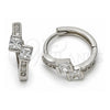 Sterling Silver Huggie Hoop, with White Cubic Zirconia, Polished, Rhodium Finish, 02.175.0083.15
