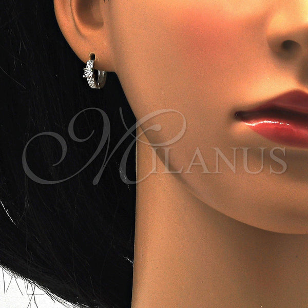 Sterling Silver Hoop Earrings — Huggie Hoop with White Cubic Zirconia and White — alternate product view — SKU 115923 | Plata 925 aretes de aro — Huggie Hoop with blanco Cubic Zirconia and blanco — SKU 115923