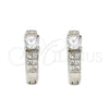 Sterling Silver Huggie Hoop, with White Cubic Zirconia and White Micro Pave, Polished, Rhodium Finish, 02.175.0084.15