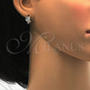 Sterling Silver Huggie Hoop, Butterfly Design, with White Cubic Zirconia, Polished, Rhodium Finish, 02.175.0086.15