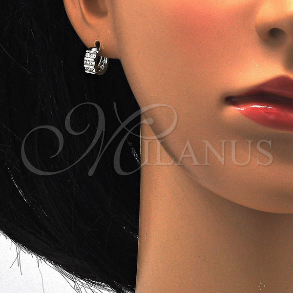 Sterling Silver Hoop Earrings — Huggie Hoop with White Cubic Zirconia Polished 02. — alternate product view — SKU 115926 | Plata 925 aretes de aro — Huggie Hoop with blanco Cubic Zirconia pulido 02. — SKU 115926