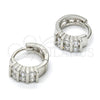 Sterling Silver Huggie Hoop, with White Cubic Zirconia, Polished, Rhodium Finish, 02.175.0087.10