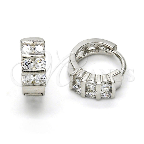 Sterling Silver Hoop Earrings — Huggie Hoop with White Cubic Zirconia Polished 02. — main product view — SKU 115926 | Plata 925 aretes de aro — Huggie Hoop with blanco Cubic Zirconia pulido 02. — SKU 115926