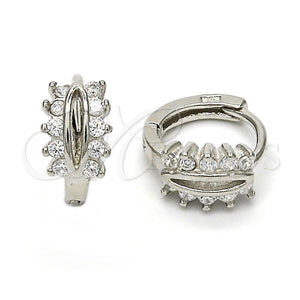 Sterling Silver Hoop Earrings — Huggie Hoop with White Cubic Zirconia Polished 02. — main product view — SKU 115927 | Plata 925 aretes de aro — Huggie Hoop with blanco Cubic Zirconia pulido 02. — SKU 115927