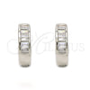 Sterling Silver Huggie Hoop, with White Cubic Zirconia, Polished, Rhodium Finish, 02.175.0089.10