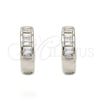 Sterling Silver Huggie Hoop, with White Cubic Zirconia, Polished, Rhodium Finish, 02.175.0089.10