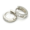 Sterling Silver Huggie Hoop, with White Cubic Zirconia, Polished, Rhodium Finish, 02.175.0089.10