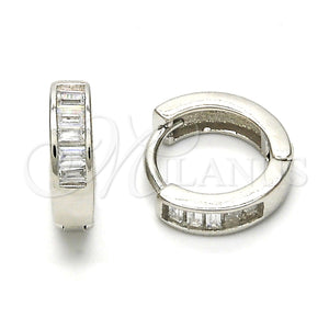 Sterling Silver Hoop Earrings — Huggie Hoop with White Cubic Zirconia Polished 02. — main product view — SKU 115928 | Plata 925 aretes de aro — Huggie Hoop with blanco Cubic Zirconia pulido 02. — SKU 115928