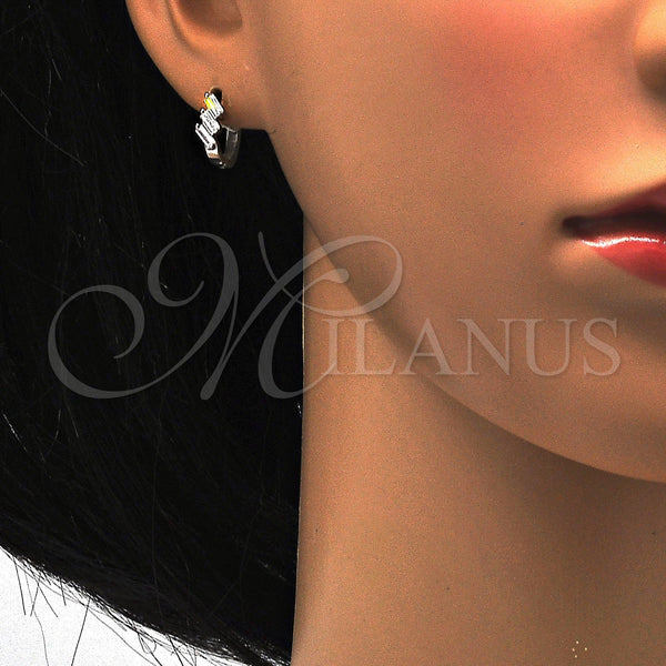 Sterling Silver Hoop Earrings — Huggie Hoop with White Cubic Zirconia Polished 02. — alternate product view — SKU 115930 | Plata 925 aretes de aro — Huggie Hoop with blanco Cubic Zirconia pulido 02. — SKU 115930