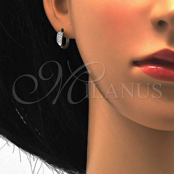 Sterling Silver Hoop Earrings — Huggie Hoop with White Cubic Zirconia Polished 02. — alternate product view — SKU 115932 | Plata 925 aretes de aro — Huggie Hoop with blanco Cubic Zirconia pulido 02. — SKU 115932