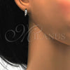 Sterling Silver Huggie Hoop, with White Cubic Zirconia, Polished, Rhodium Finish, 02.175.0093.15