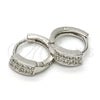Sterling Silver Huggie Hoop, with White Cubic Zirconia, Polished, Rhodium Finish, 02.175.0093.15