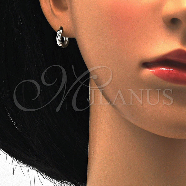 Sterling Silver Hoop Earrings — Huggie Hoop with White Cubic Zirconia Polished 02. — alternate product view — SKU 115933 | Plata 925 aretes de aro — Huggie Hoop with blanco Cubic Zirconia pulido 02. — SKU 115933