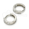 Sterling Silver Huggie Hoop, with White Cubic Zirconia, Polished, Rhodium Finish, 02.175.0094.10