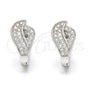 Sterling Silver Huggie Hoop, with White Micro Pave, Polished, Rhodium Finish, 02.175.0097.15