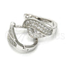 Sterling Silver Huggie Hoop, with White Micro Pave, Polished, Rhodium Finish, 02.175.0097.15