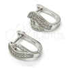 Sterling Silver Huggie Hoop, with White Micro Pave, Polished, Rhodium Finish, 02.175.0097.15
