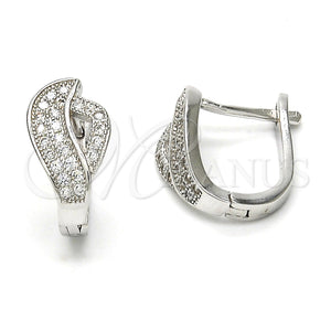 Sterling Silver Hoop Earrings — Huggie Hoop with White Micro Pave Polished 02. — main product view — SKU 115936 | Plata 925 aretes de aro — Huggie Hoop with blanco Micro Pave pulido 02. — SKU 115936