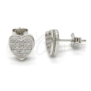 Sterling Silver Ring — Stud Earring Heart Design with White Micro Pave — main product view — SKU 115937 | Plata 925 anillo — Stud Earring corazón diseño with blanco Micro Pave — SKU 115937