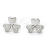 Sterling Silver Stud Earring, with White Micro Pave, Polished, Rhodium Finish, 02.175.0101