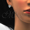 Sterling Silver Stud Earring, with White Micro Pave, Polished, Rhodium Finish, 02.175.0102