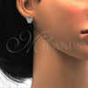 Sterling Silver Stud Earring, with White Micro Pave, Polished, Rhodium Finish, 02.175.0102