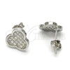Sterling Silver Stud Earring, with White Micro Pave, Polished, Rhodium Finish, 02.175.0102