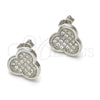 Sterling Silver Stud Earring, with White Micro Pave, Polished, Rhodium Finish, 02.175.0102