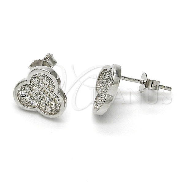Sterling Silver Ring — Stud Earring with White Micro Pave Polished 02. — main product view — SKU 115941 | Plata 925 anillo — Stud Earring with blanco Micro Pave pulido 02. — SKU 115941