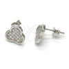 Sterling Silver Stud Earring, with White Micro Pave, Polished, Rhodium Finish, 02.175.0102