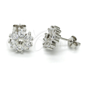 Sterling Silver Ring — Stud Earring Flower Design with White Cubic Zirconia — main product view — SKU 115942 | Plata 925 anillo — Stud Earring flor diseño with blanco Cubic Zirconia — SKU 115942