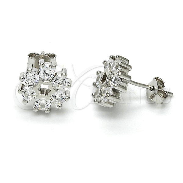 Sterling Silver Ring — Stud Earring Flower Design with White Cubic Zirconia — main product view — SKU 115942 | Plata 925 anillo — Stud Earring flor diseño with blanco Cubic Zirconia — SKU 115942
