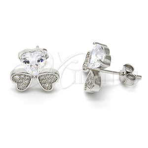 Sterling Silver Ring — Stud Earring Heart Design with White Cubic Zirconia — main product view — SKU 115943 | Plata 925 anillo — Stud Earring corazón diseño with blanco Cubic Zirconia — SKU 115943
